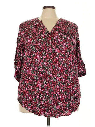 Pre-owned Torrid 3/4 Sleeve T-shirt In Burgundy