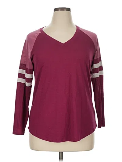 Pre-owned Torrid 3/4 Sleeve T-shirt In Burgundy