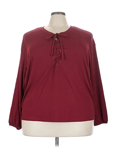 Pre-owned Torrid 3/4 Sleeve T-shirt In Burgundy