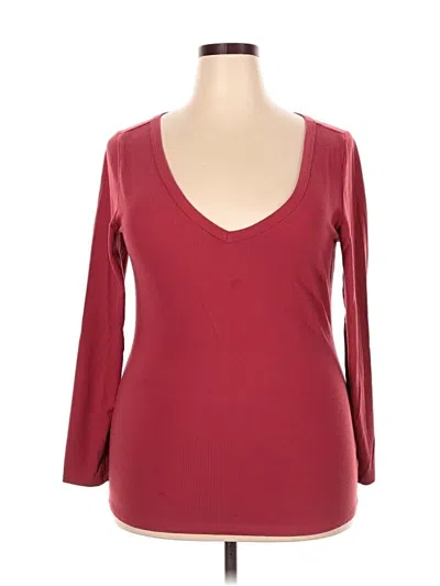 Pre-owned Torrid 3/4 Sleeve T-shirt In Burgundy