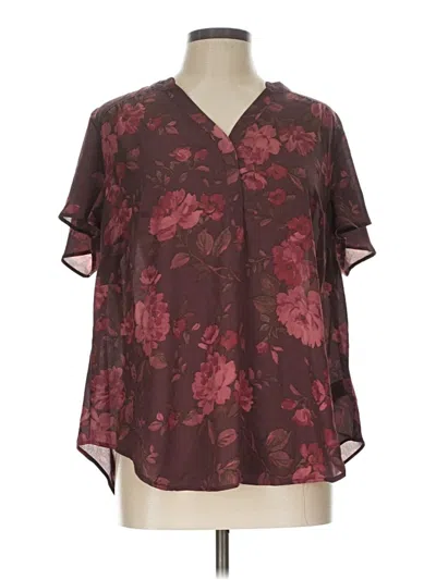 Pre-owned Torrid 3/4 Sleeve T-shirt In Burgundy
