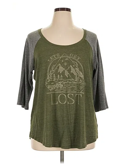 Pre-owned Torrid 3/4 Sleeve T-shirt In Green