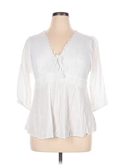Pre-owned Torrid 3/4 Sleeve T-shirt In White