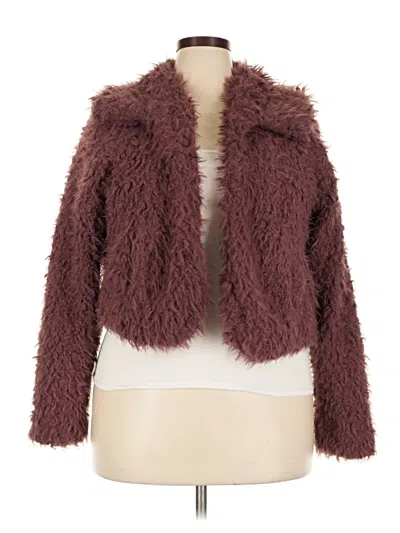 Pre-owned Torrid Faux Fur Jacket In Burgundy
