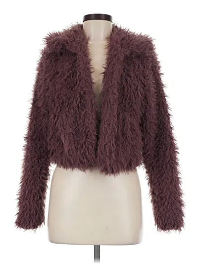 Pre-owned Torrid Faux Fur Jacket In Burgundy
