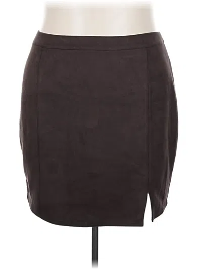 Pre-owned Torrid Faux Leather Skirt In Brown