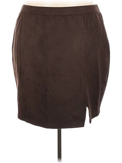 Pre-owned Torrid Faux Leather Skirt In Brown