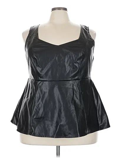 Pre-owned Torrid Faux Leather Top Black Scoop Neck Tops