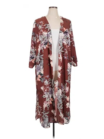 Pre-owned Torrid Kimono In Burgundy