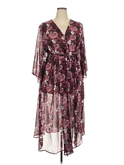 Pre-owned Torrid Kimono In Burgundy