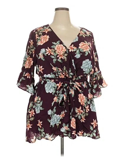 Pre-owned Torrid Kimono In Burgundy