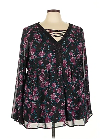 Pre-owned Torrid Long Sleeve Blouse In Black