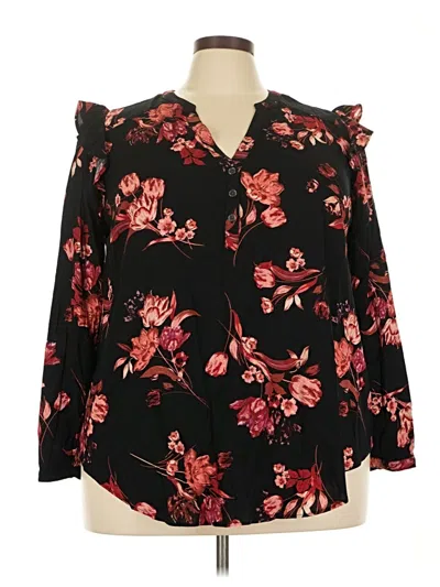 Pre-owned Torrid Long Sleeve Blouse In Black