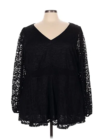 Pre-owned Torrid Long Sleeve Blouse In Black