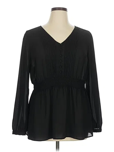 Pre-owned Torrid Long Sleeve Blouse In Black