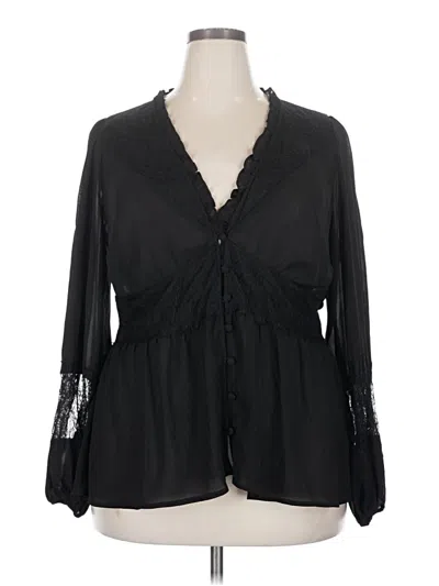 Pre-owned Torrid Long Sleeve Blouse In Black