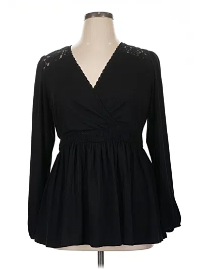 Pre-owned Torrid Long Sleeve Blouse In Black