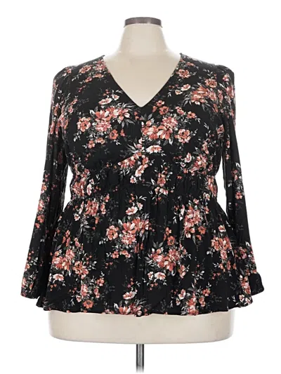 Pre-owned Torrid Long Sleeve Blouse In Black