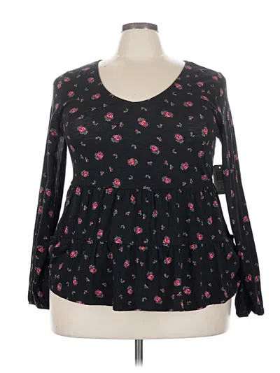 Pre-owned Torrid Long Sleeve Blouse In Black