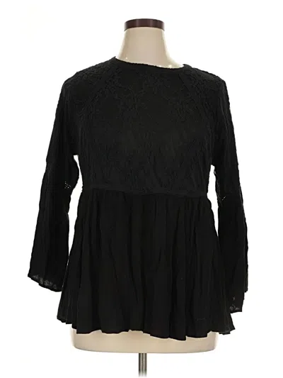 Pre-owned Torrid Long Sleeve Blouse In Black