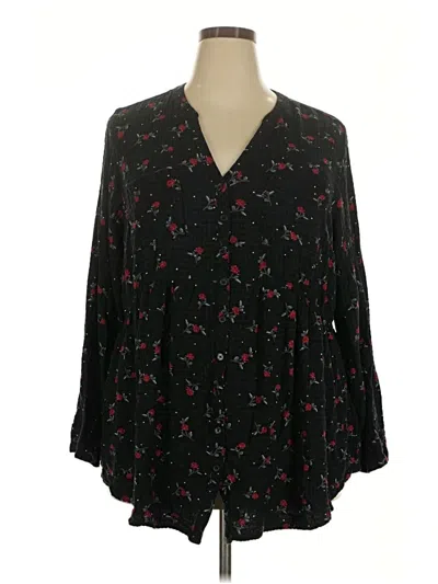 Pre-owned Torrid Long Sleeve Blouse In Black