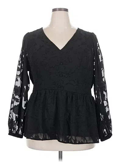 Pre-owned Torrid Long Sleeve Blouse In Black