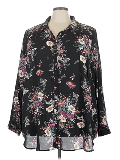 Pre-owned Torrid Long Sleeve Blouse In Black