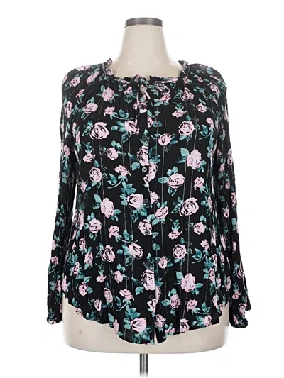 Pre-owned Torrid Long Sleeve Blouse In Black