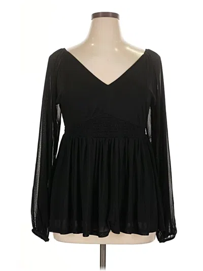 Pre-owned Torrid Long Sleeve Blouse In Black