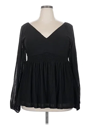 Pre-owned Torrid Long Sleeve Blouse In Black
