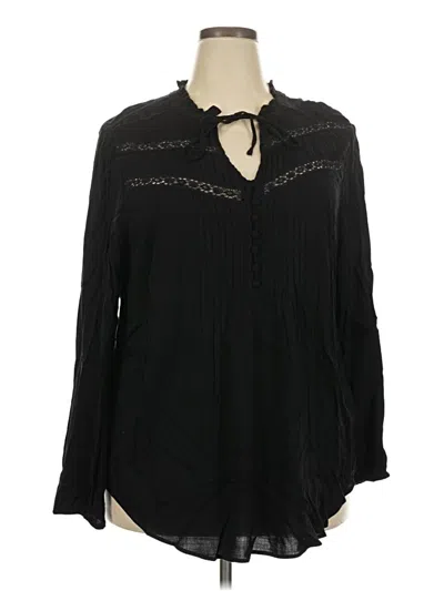 Pre-owned Torrid Long Sleeve Blouse In Black