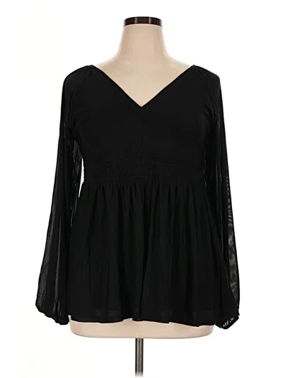 Pre-owned Torrid Long Sleeve Blouse In Black