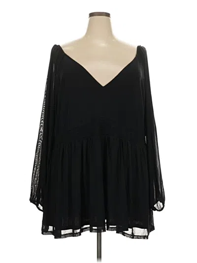 Pre-owned Torrid Long Sleeve Blouse In Black
