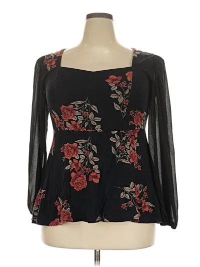 Pre-owned Torrid Long Sleeve Blouse In Black