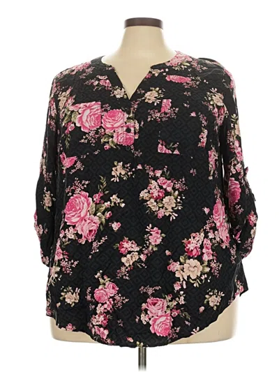 Pre-owned Torrid Long Sleeve Blouse In Black