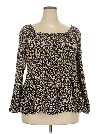 Pre-owned Torrid Long Sleeve Blouse In Black