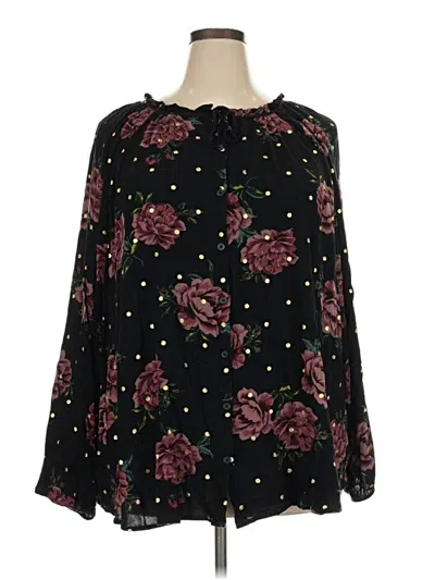 Pre-owned Torrid Long Sleeve Blouse In Black