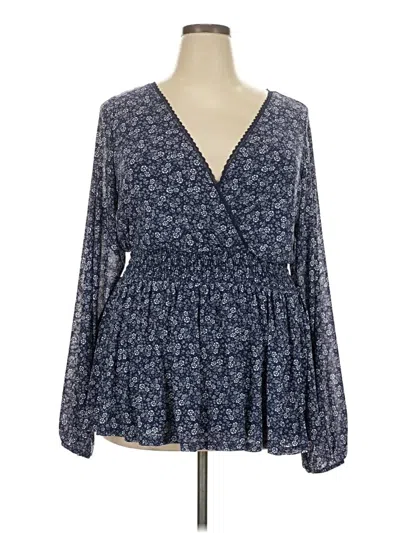 Pre-owned Torrid Long Sleeve Blouse In Blue