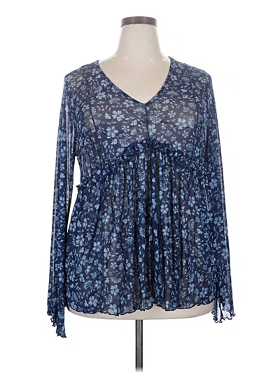 Pre-owned Torrid Long Sleeve Blouse In Blue