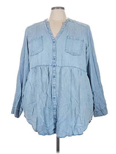 Pre-owned Torrid Long Sleeve Blouse In Blue