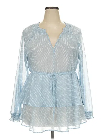 Torrid Long Sleeve Blouse In Blue