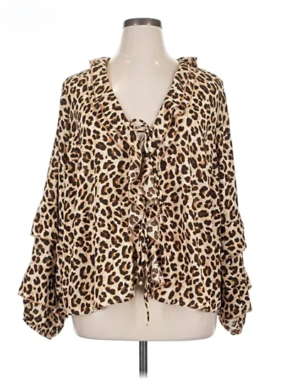 Torrid Long Sleeve Blouse In Animal Print