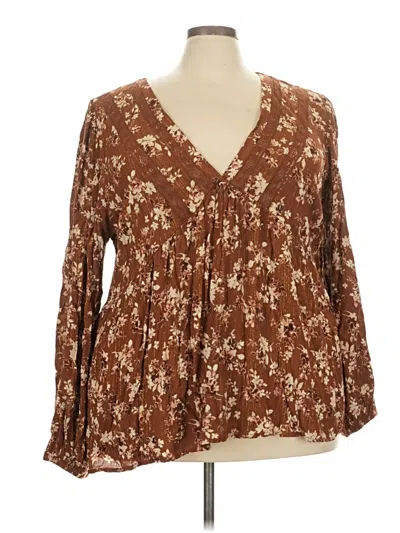 Pre-owned Torrid Long Sleeve Blouse In Brown