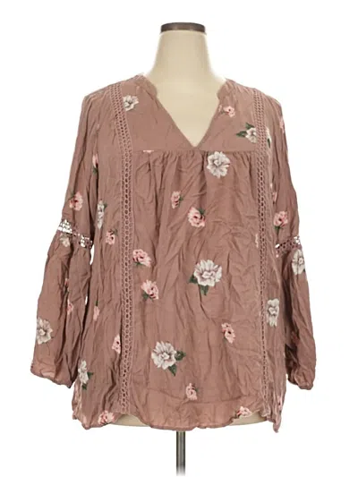 Pre-owned Torrid Long Sleeve Blouse In Brown