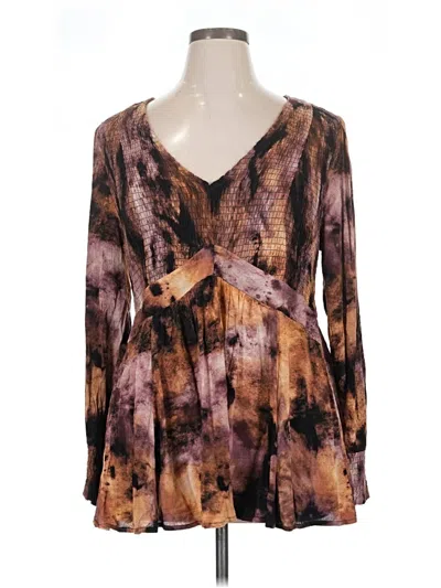 Torrid Long Sleeve Blouse In Brown