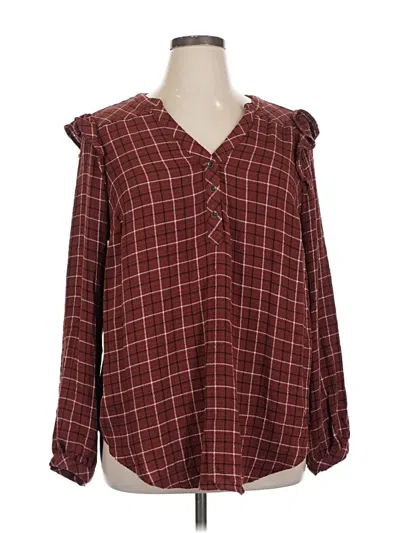 Pre-owned Torrid Long Sleeve Blouse In Burgundy