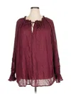 Torrid Long Sleeve Blouse In Burgundy