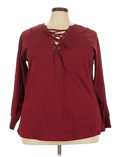 Pre-owned Torrid Long Sleeve Blouse In Burgundy