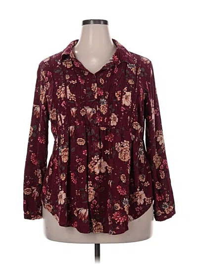Pre-owned Torrid Long Sleeve Blouse In Burgundy