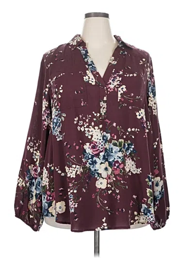 Pre-owned Torrid Long Sleeve Blouse In Burgundy